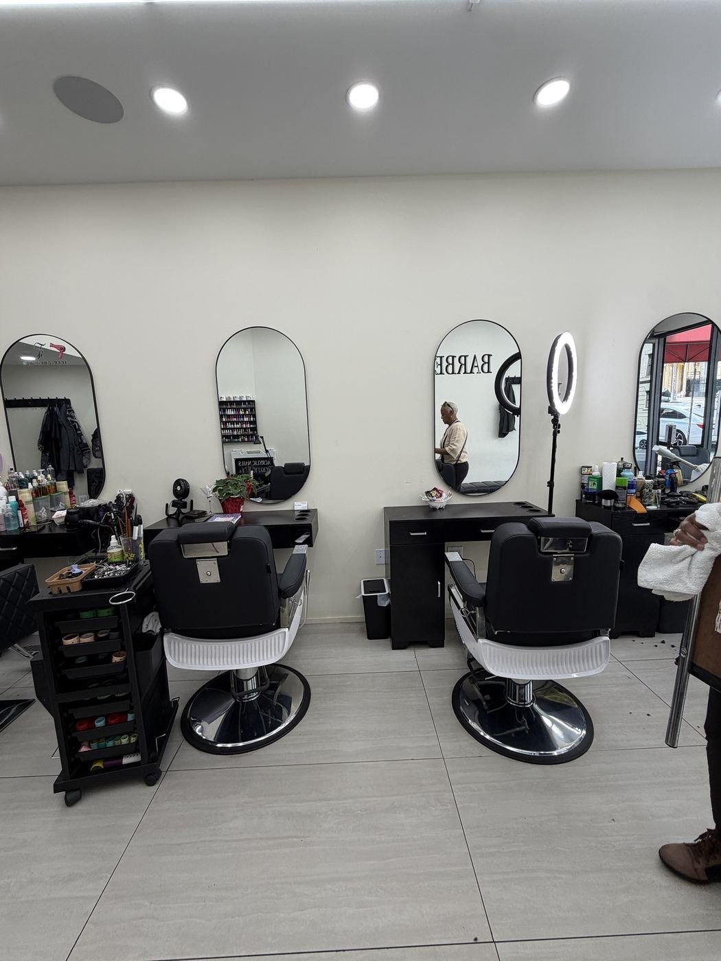 Barber chairs at Barber & Blade